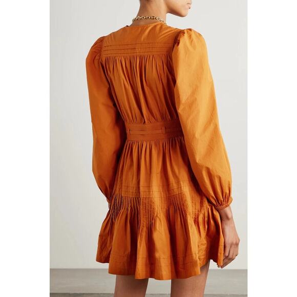 ULLA JOHNSON Rosalind Dress Saffron Rust Orange Size 2 - Picture 4 of 11